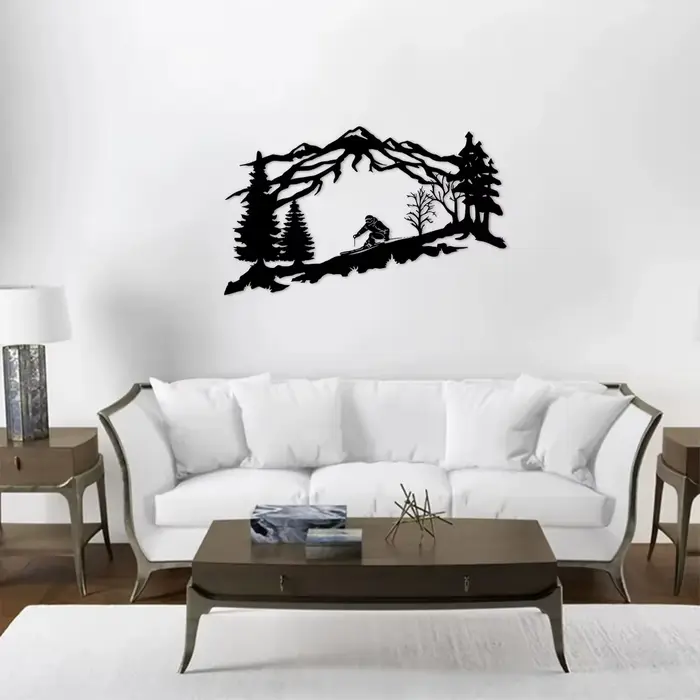 Art mural de skiier en métal