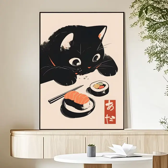 JapanFunny Edacity mignon BlackCat classique Style Vintage affiche Simple décoration autocollant ada