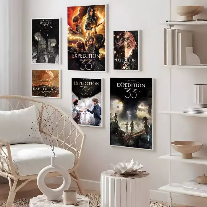 C-Clair Obscur e-expédition 33 affiche étanche mur Art autocollant pour salon chambre rétro