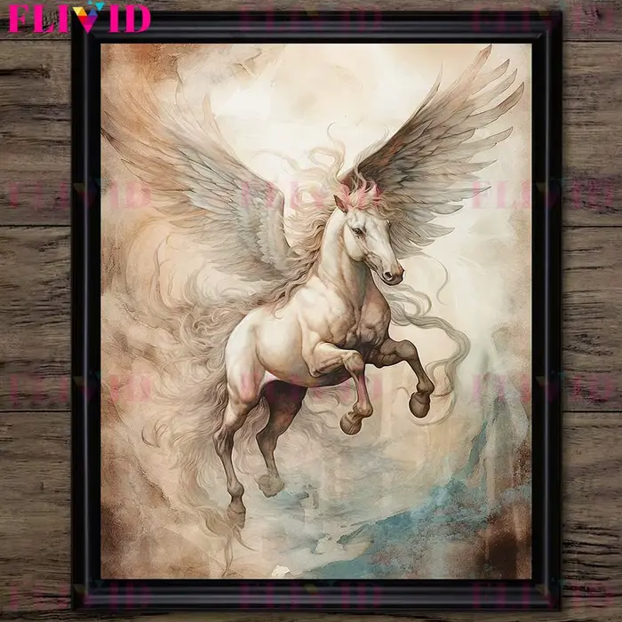 Toile d'art mural Vintage fantaisie ange et Pegasus