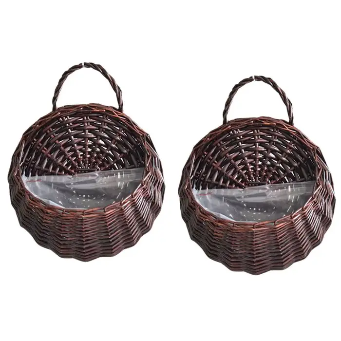 ABKW - Panier mural en osier naturel pour fleurs, pot de fleurs, panier en rotin, décoration murale