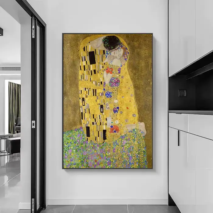 Artiste Gustav Klimt Collection classique le baiser peinture à l'huile abstraite toile impression affiche mur Art photo pour décor de salon