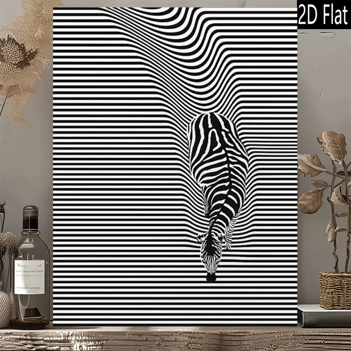Affiche d'art mural zèbre abstraite rétro moderne 2D plate