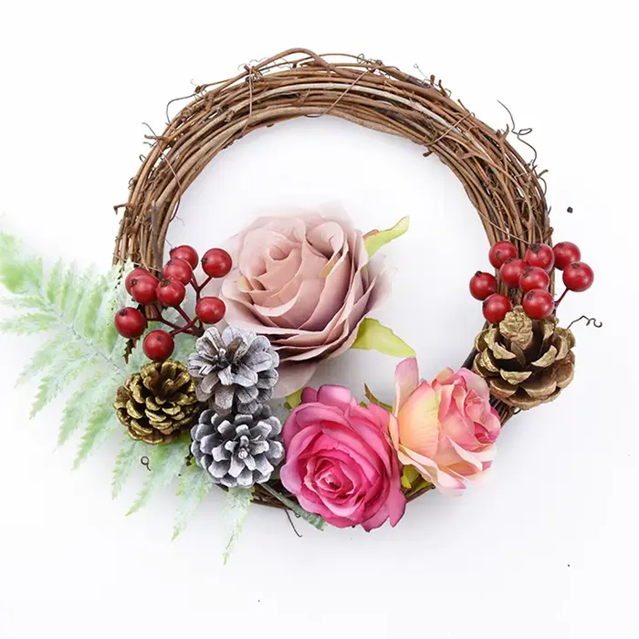 Artificielle Rotin Cadre Maison Chambre De Mariage De Noël Fête D'halloween En Plein Air Décor BRICOLAGE Cadeaux Mariée Couronne Tenture Murale Accessoire