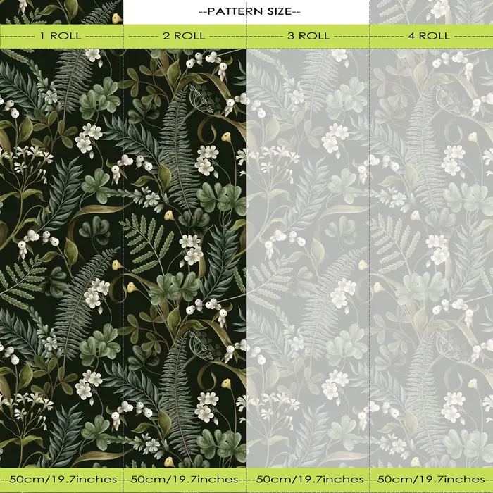 Papier peint botanique de fougère, papier peint botanique foncé pour la décoration intérieure, papier peint vintage à décoller et à coller, auto-adhésif ou traditionnel