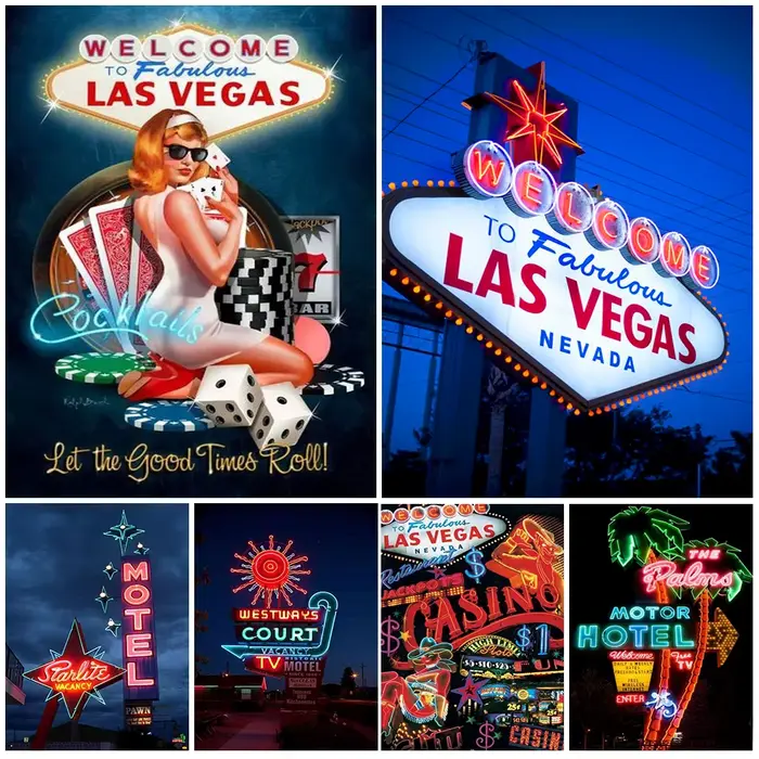 Las Vegas Casino paysage motel cartes à jouer affiche nordique mur Art toile peinture mur photos pour salon décor sans cadre