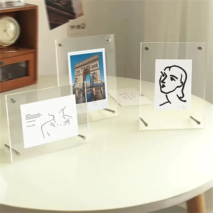 Cadre Photo en acrylique Table 6 pouces Double face cristal Transparent Ins carte postale présentoir