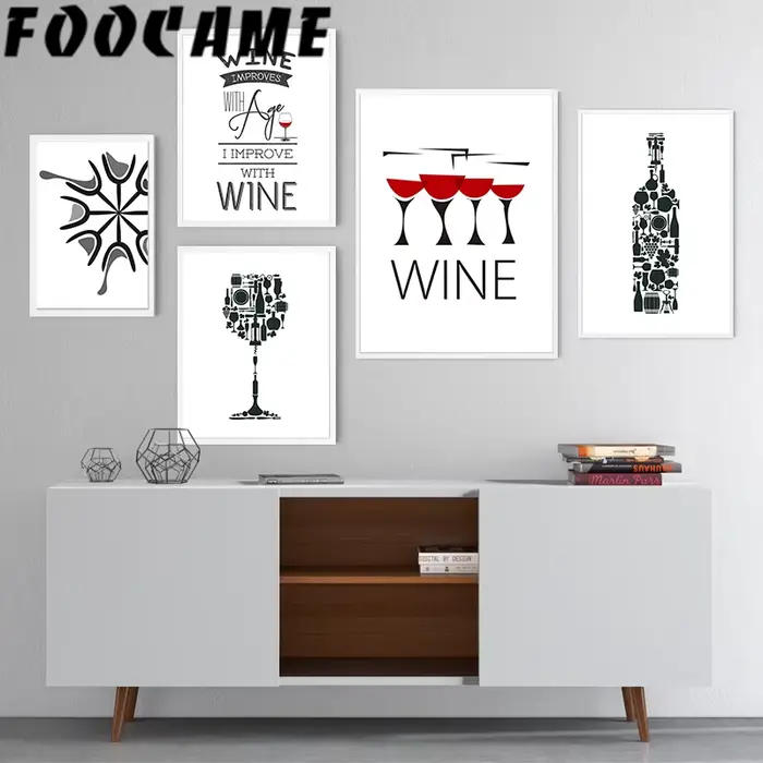Affiche d'art mural abstrait nordique Wineglass