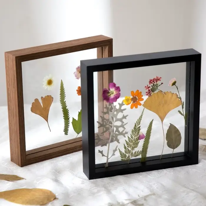 Cadre à fleurs pressées double face en verre 6/8/10 pouces