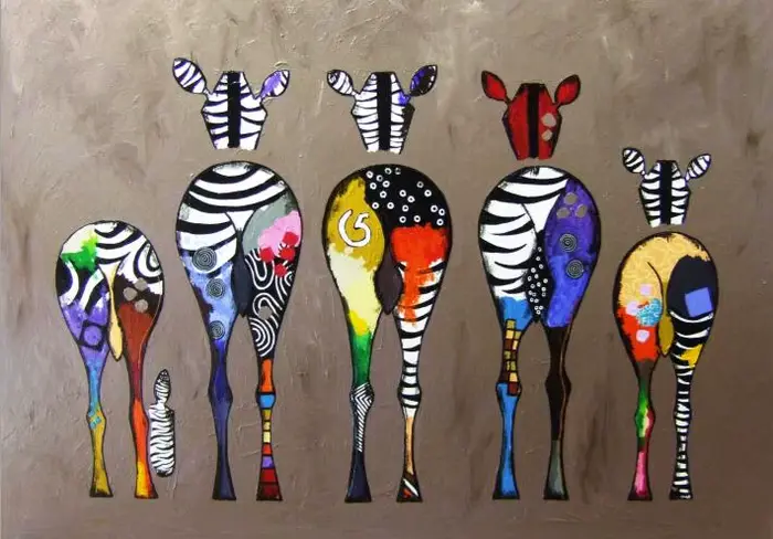 Toile d'art abstraite de zèbre sur le mur, impressions d'art d'animaux colorés, art d'animaux africa