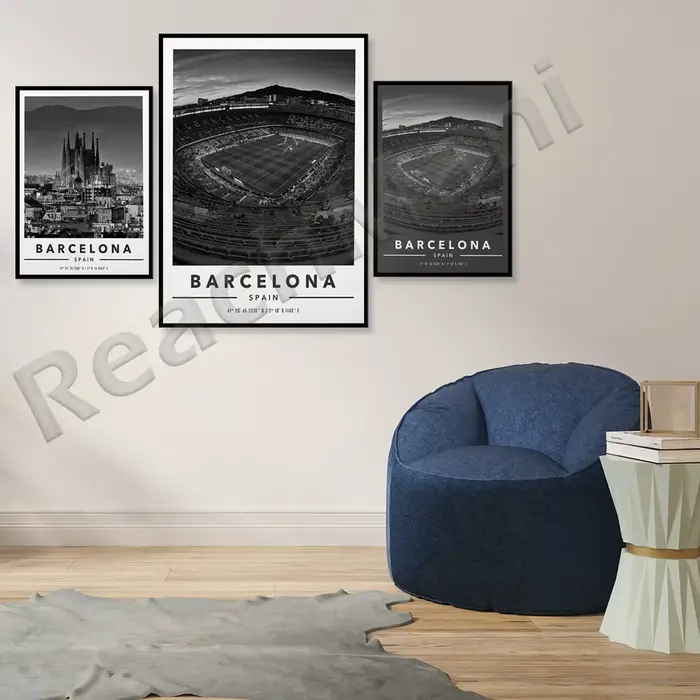 Barcelone City and Coordinates Print