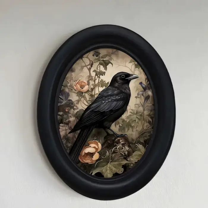 1 pièce, corbeau floral 3D Art mural animal rétro - Décoration en bois (525 * 4,16 pouces), Art anim