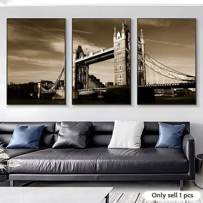 Affiche sur toile avec peinture rétro du Tower Bridge de Londres