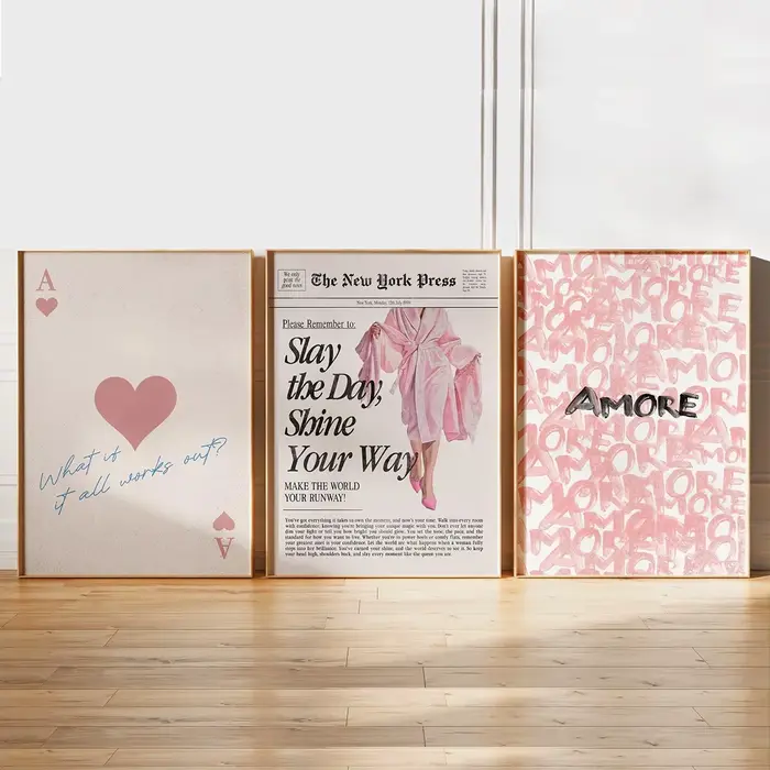 3 pièces/ensemble rétro Girly nouveau Yorker journal toile impression affiche la vie est meilleure e