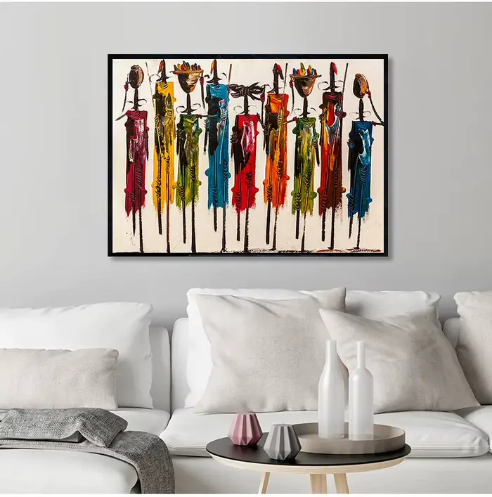 Peinture à l'huile abstraite de femme africaine sur toile