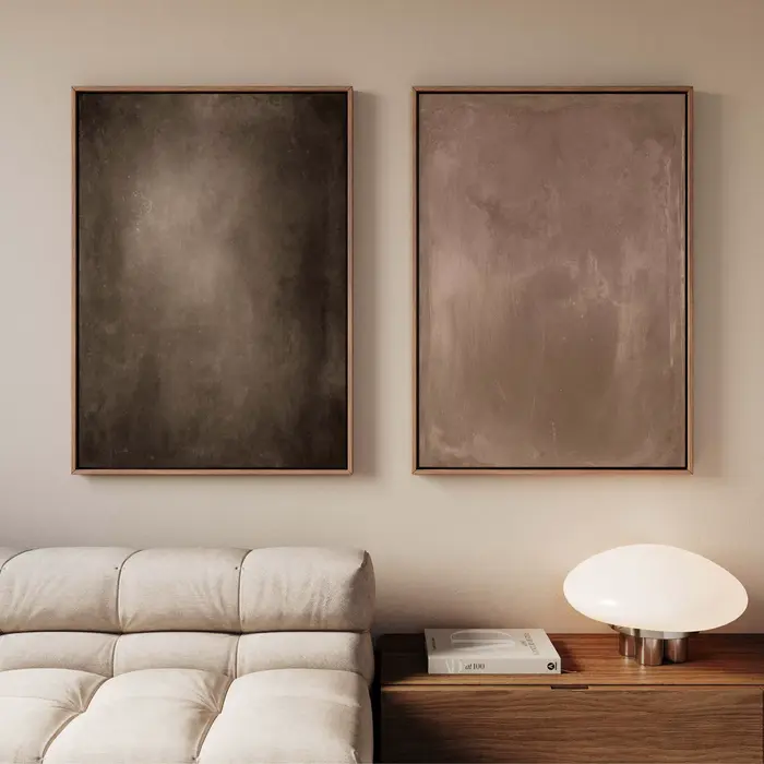 Ensemble d'art mural sur toile Wabi Sabi marron foncé, impressions sur toile neutres, art mural abst