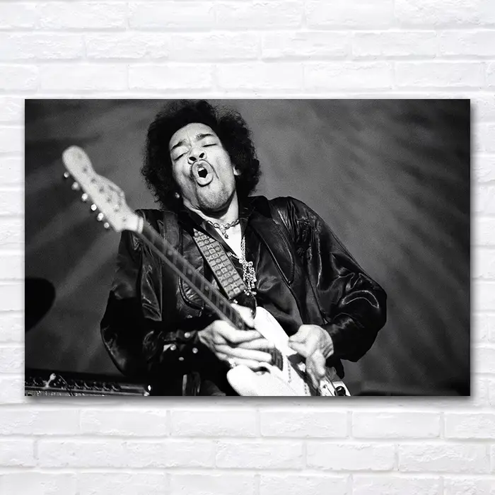 Affiches Jimi Hendrix, peinture sur toile vintage, impression d'art mural noir et blanc pour la déco