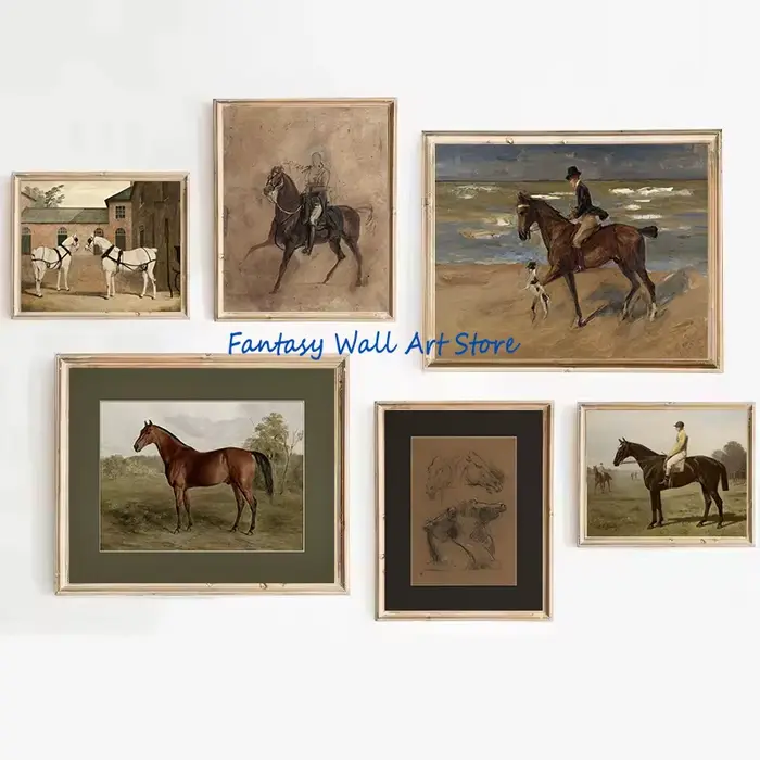 Peinture à l'huile de Style cheval Vintage