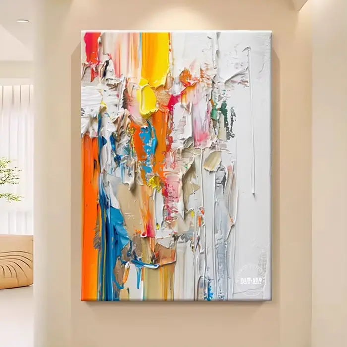 Toile de lin sans cadre faite à la main, Texture de couteau abstraite, peinture à l'huile abstraite, décor mural, Art acrylique, offre spéciale
