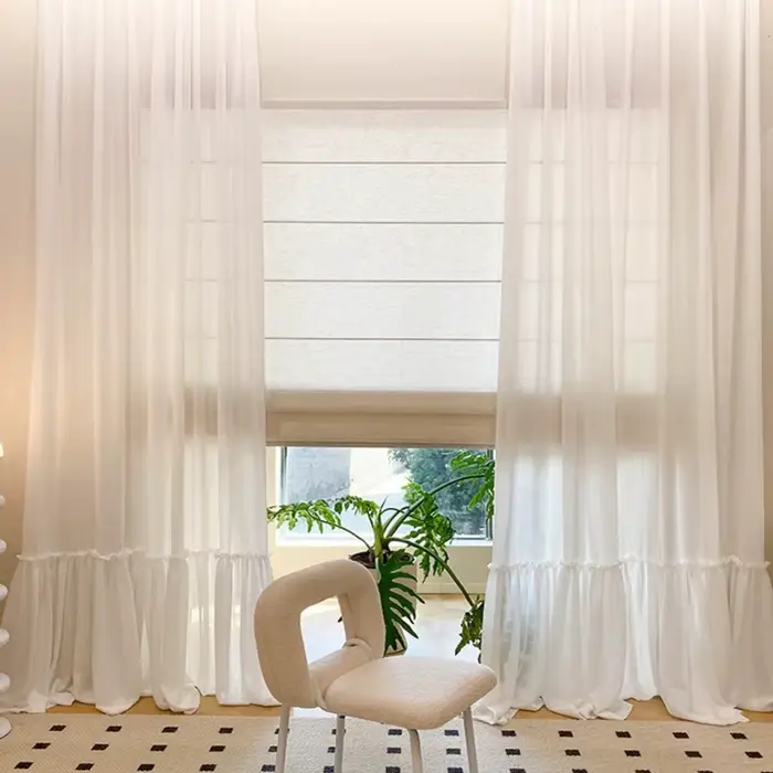 Rideaux transparents blancs de conception spéciale de jupe française pour les chambres de princesse,