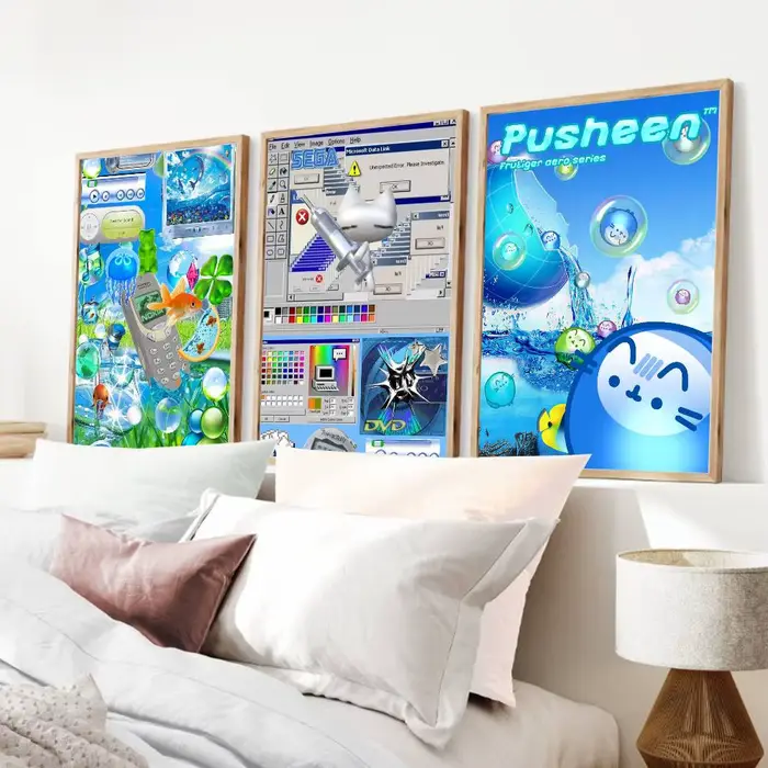 Affiches et impressions Frutiger Aero Art Y2K Millennium, images d'art murales pour chambre à coucher moderne, salle de jeux, décoration de la maison