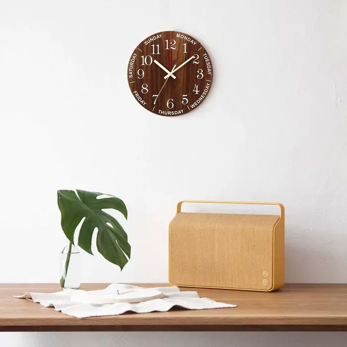 Horloge murale lumineuse en bois de 12 pouces, lumière silencieuse dans la nuit, mode nordique, horl