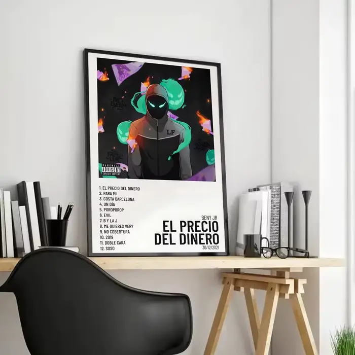 Affiche sur toile de calligraphie et peinture d'album du rappeur B-Beny Jr