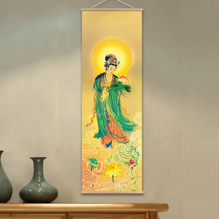 Peinture d'art mural sur toile avec cintre en bois