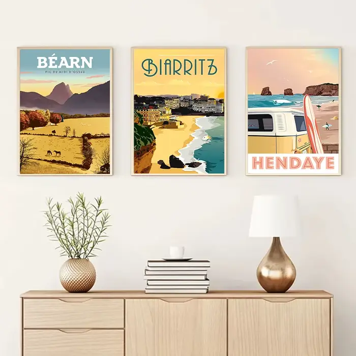 Affiche de voyage vintage Pays Basque Bayonne