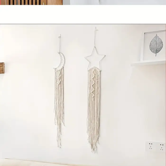 Pendentif tissé étoile et lune, décoration d'intérieur, pendentif de chambre à coucher, cadeau de va