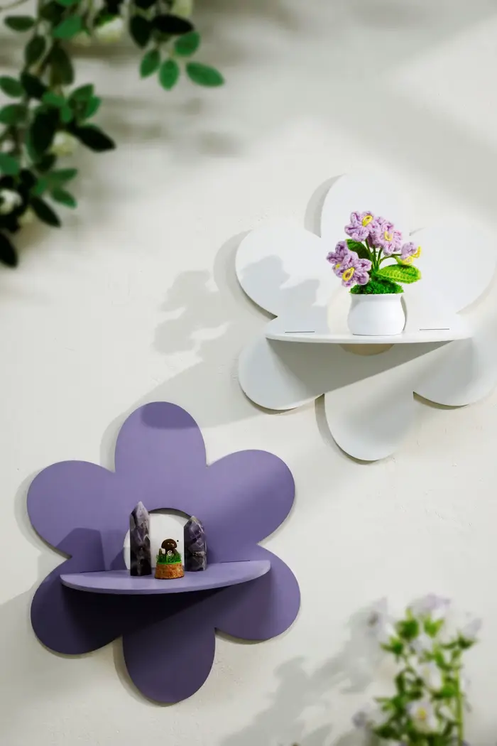 Étagères murales en bois en forme de fleur - Étagère décorative mignonne pour la chambre d'enfant