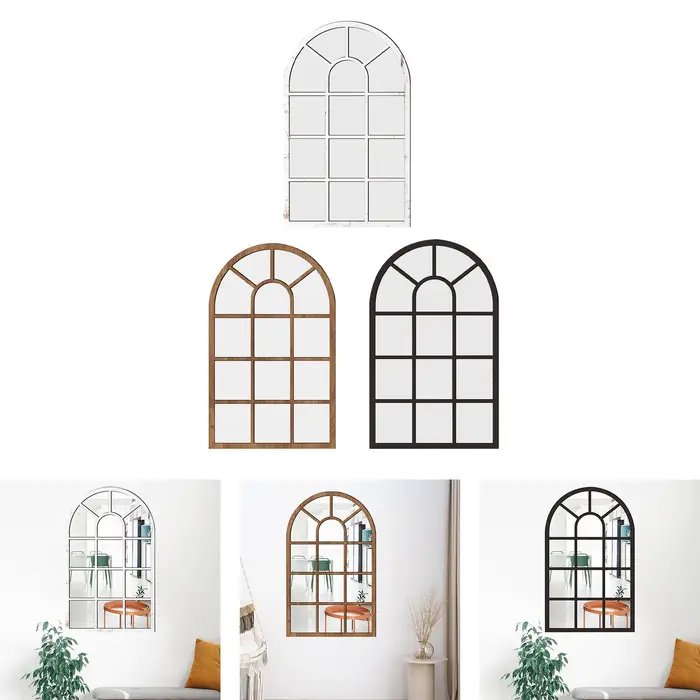 Miroir mural de fenêtre arquée en bois acrylique