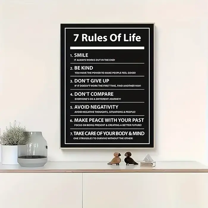 Affiche de citation de motivation de lettre de 7 règles de vie