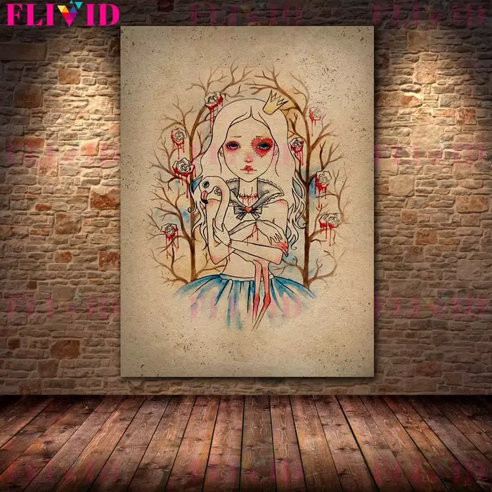 Affiche de sorcière de fille de la forêt de raiponce, imprimés d'elfe mystère nuit, peinture sur toi