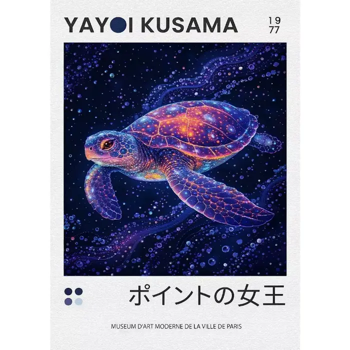 Affiche sur toile Yayoi Kusama, motif points de joie, vie marine étoilée et cosmique, baleine et méd