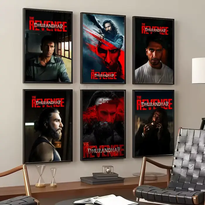 Affiche murale en toile de coton avec peinture et calligraphie du film D-dhurandhar The Revenge