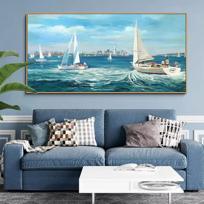 Affiche de bateau à voile bleu océan