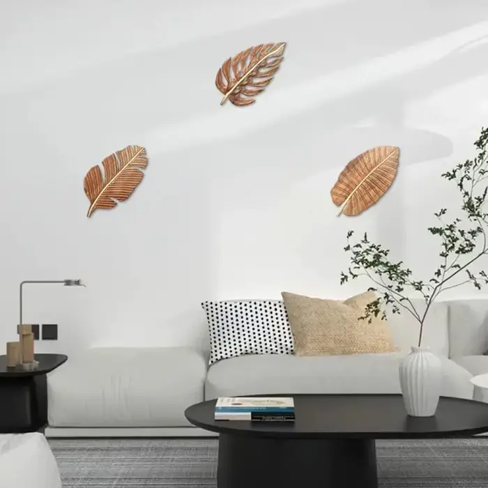 Décor artistique mural en feuilles de bois