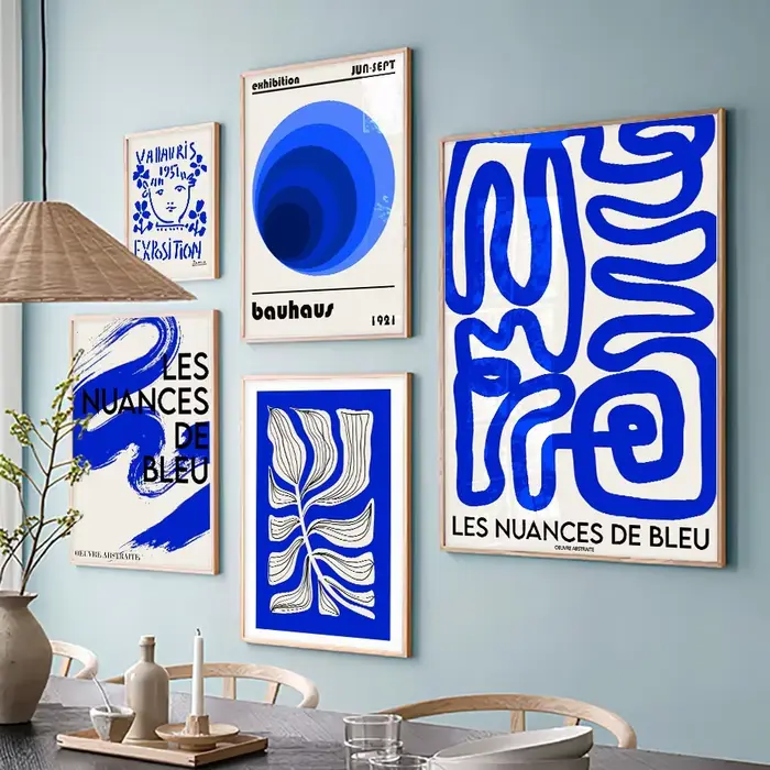 Affiche abstraite de ligne de géométrie de Klein Blue Picasso