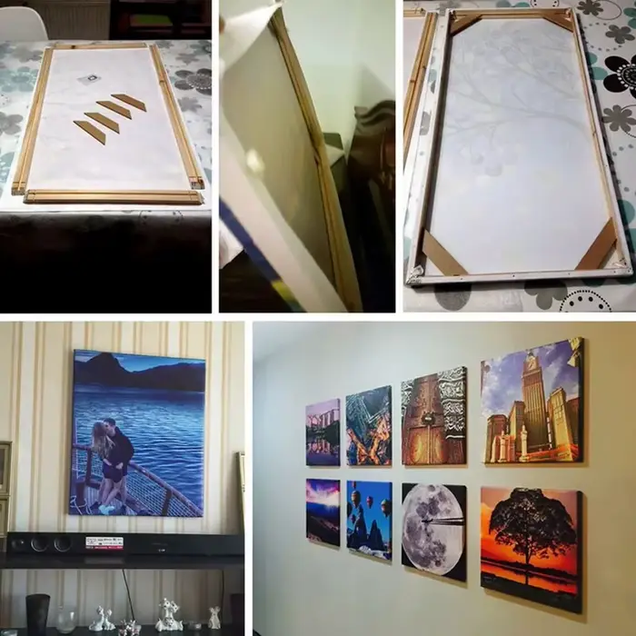 Photos personnalisées toile peinture bricolage cadre en bois personnalisé votre image mur Art affiche