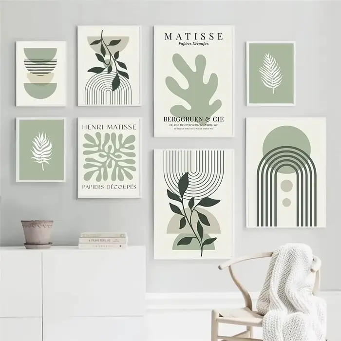 Toile de ligne géométrique de feuille verte sauge