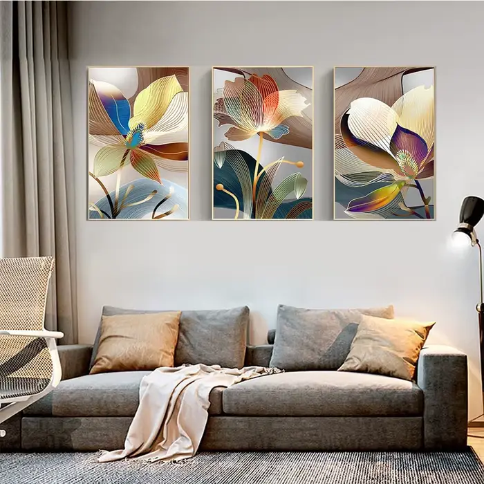 Triptyque Diamant Art Mosaïque, Lys Abstrait, Peinture Diamant, Gestion des Strass, Bricolage Broder