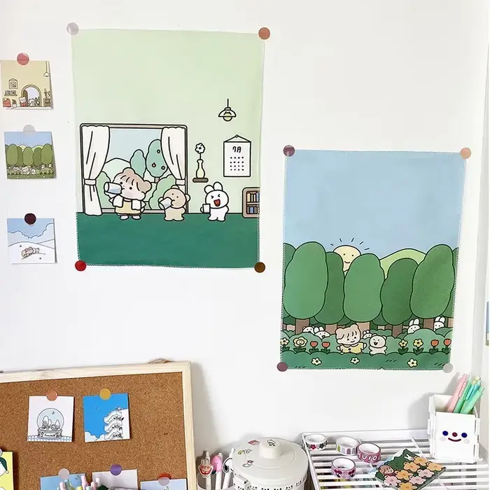 Tapisserie murale en tissu Kawaii