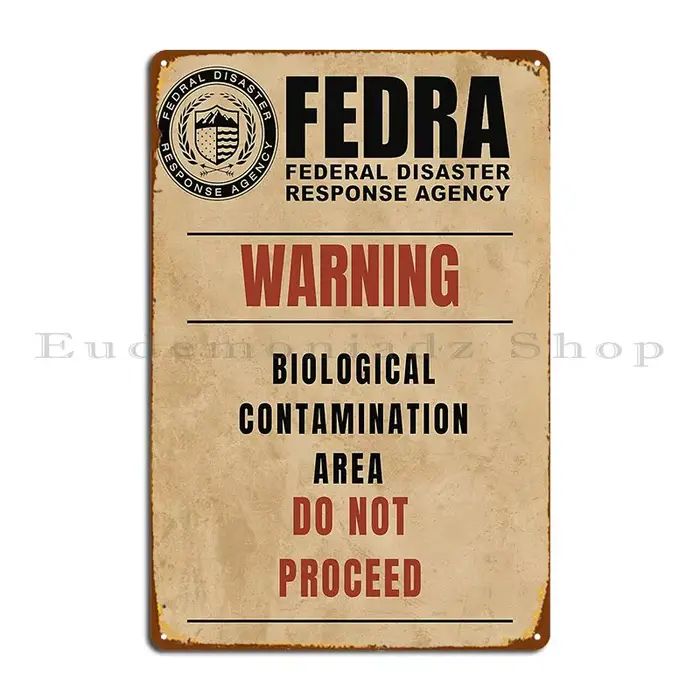 Fedra Tlou zone de Contamination biologique affiche Plaque métallique