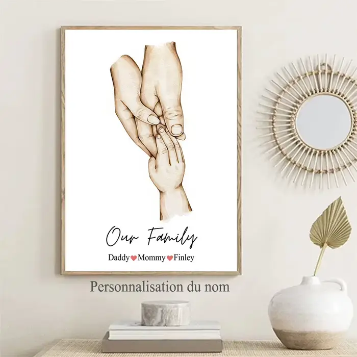 Affiche personnalisée à main de famille