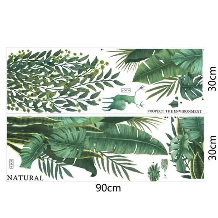 Feuilles vertes Stickers muraux pour la maison salon décoratif vinyle Sticker plantes tropicales bricolage enfant porte peintures murales papier peint