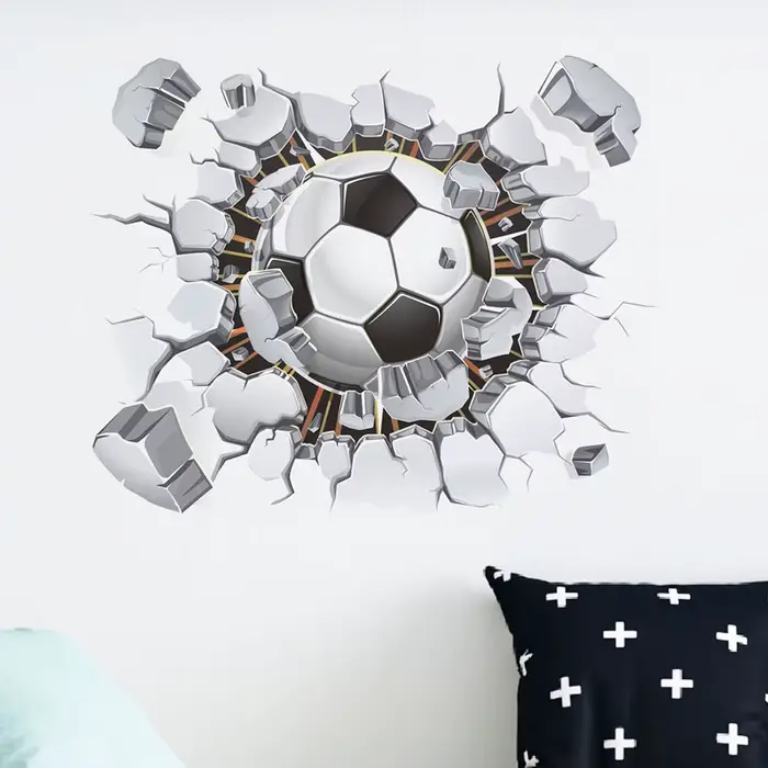 Autocollants muraux de Football muraux cassés créatifs
