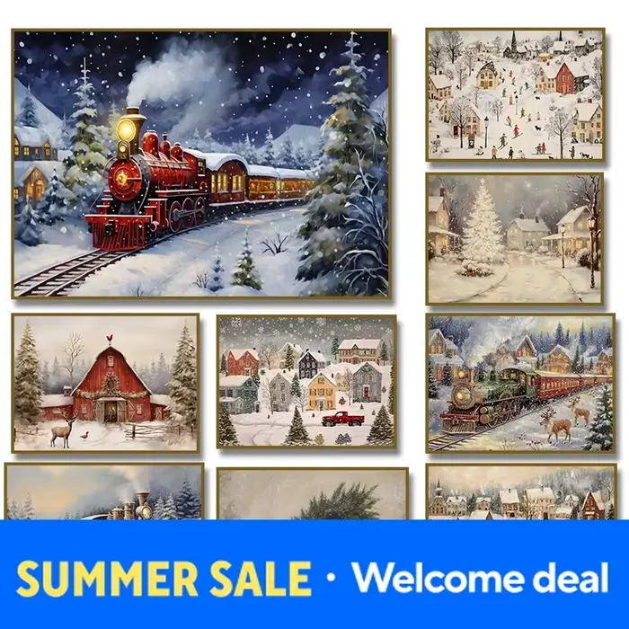 Affiche vintage de train de Noël