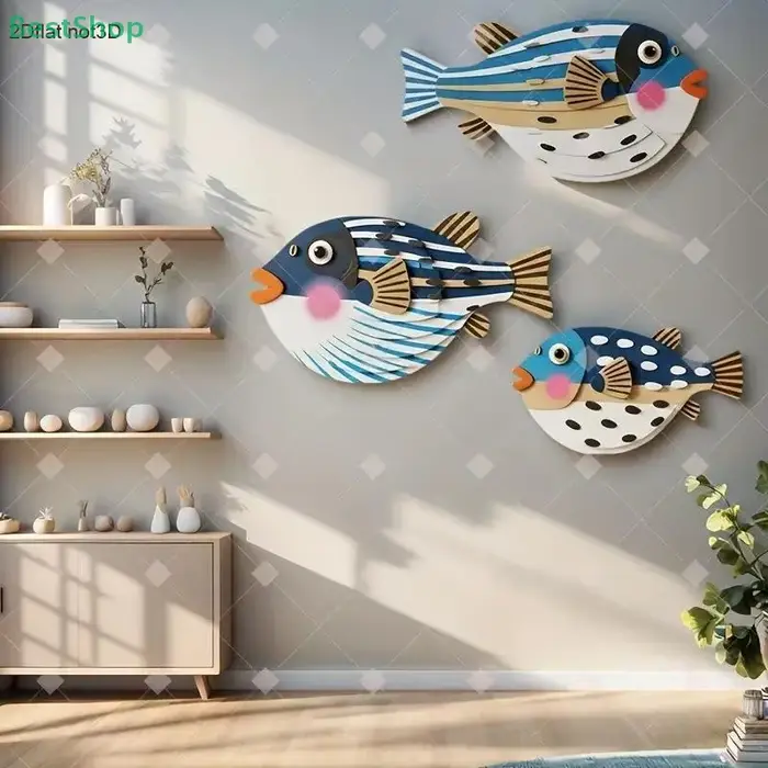 💕 Décoration murale suspendue à trois poissons