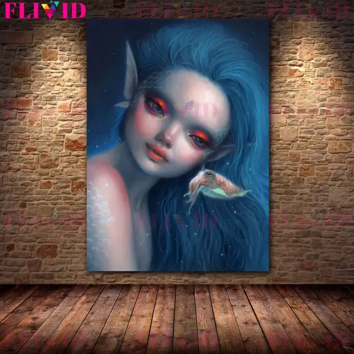 Affiche murale de dessin animé sirène elfe fille de la mer profonde